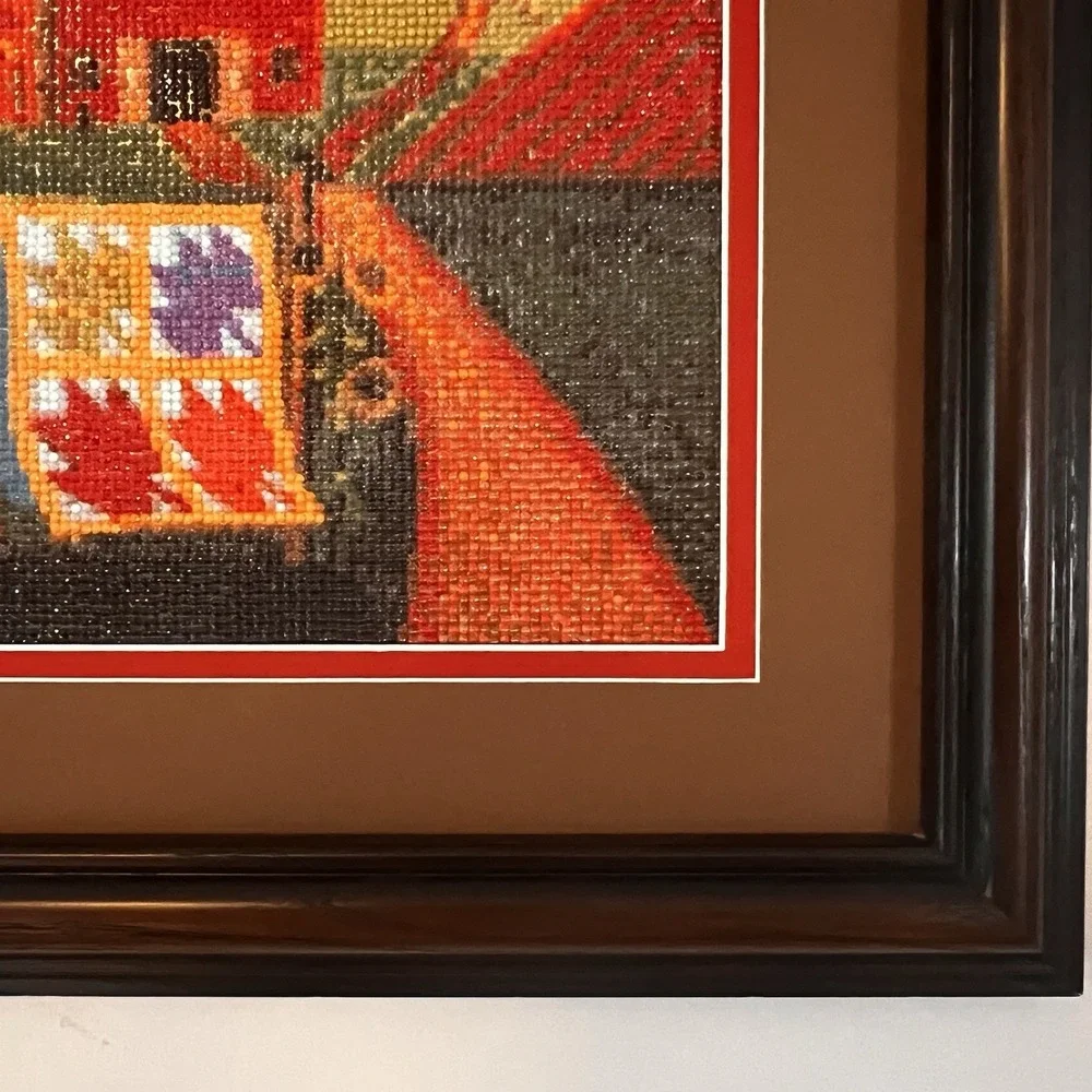 Framed Diamond Dot Art Farm Barn Quilt Country Wall Decor Folk Art 21x25